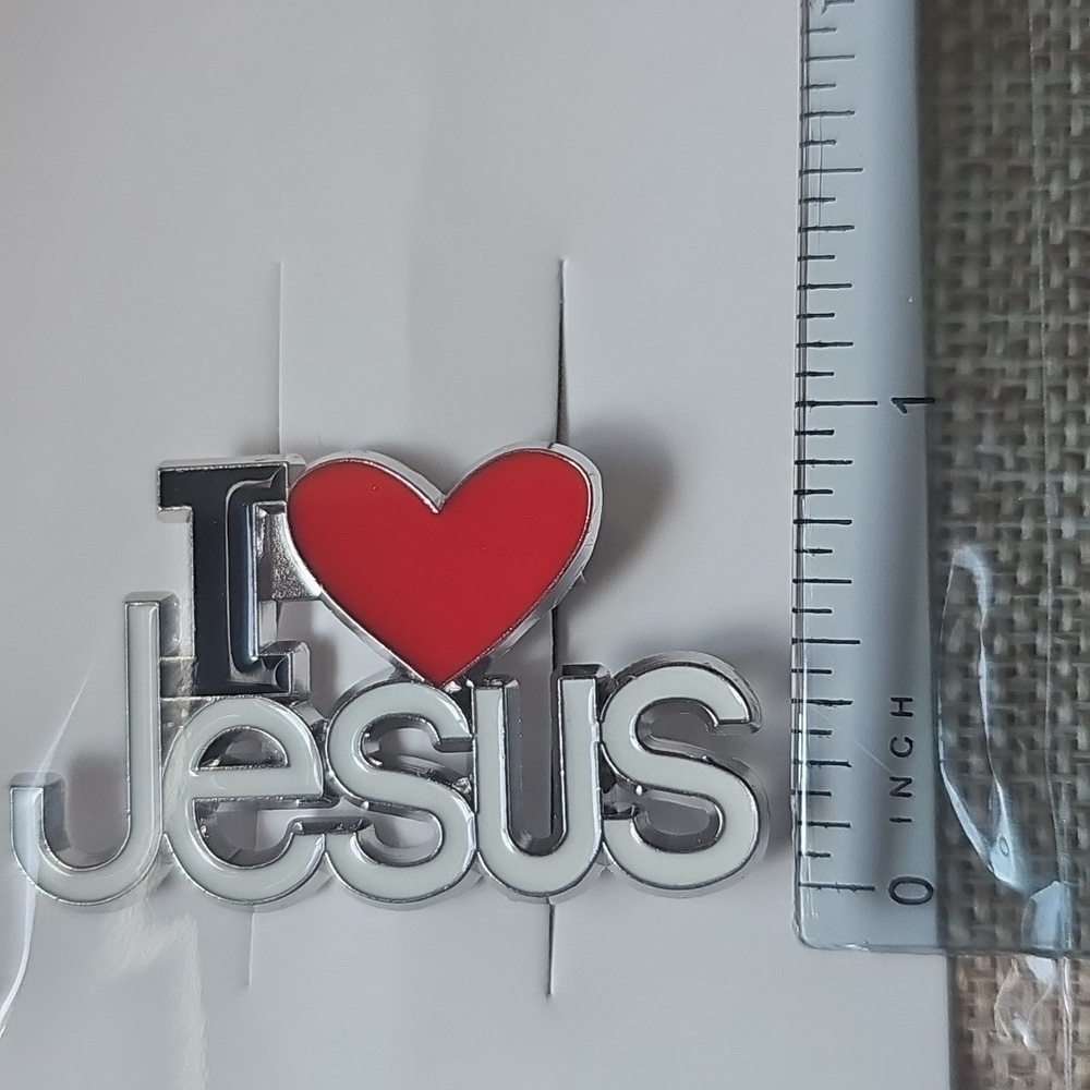 NIP Heartfelt I "Heart" Jesus Pin I Love Jesus With Slide Bar Back - Picture 4 of 4